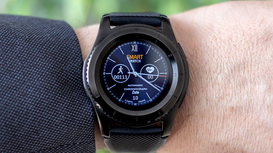 A smartwatch on a man's wrist.