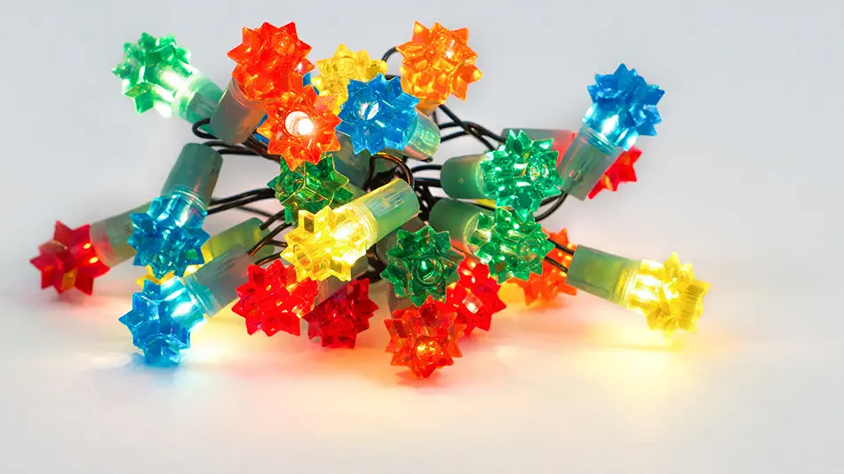 a small bunch of christmas lights on a table