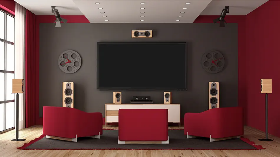 home theater audio system in living room