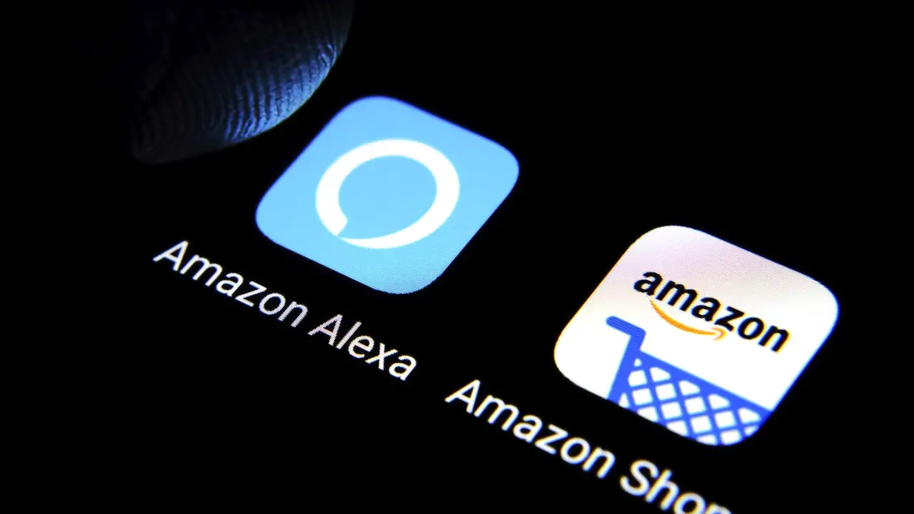 The Amazon Alexa icon is shown on a smartphone's screen.