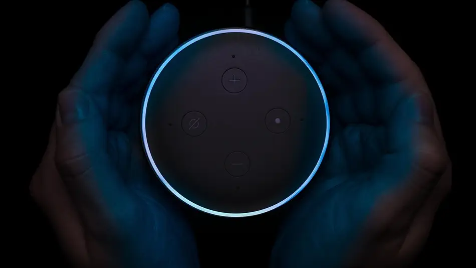 Amazon Echo with Solid Blue Ring Light